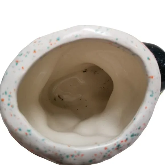 Ceramic Santa Claus Boot Black Christmas Vintage Holly Vase Planter Holiday Bow - Picture 9 of 14